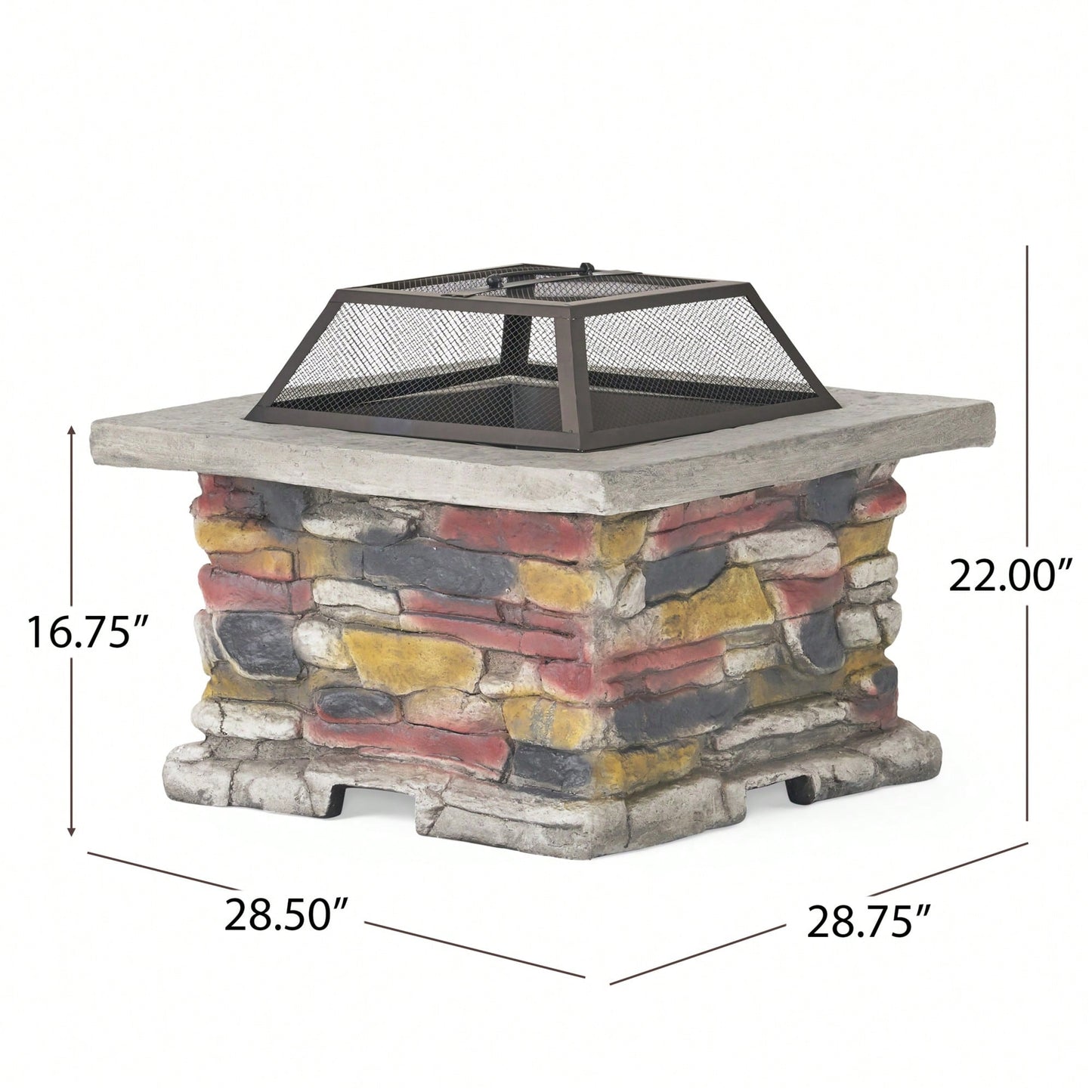 28" Stone Gray Concrete Outdoor Fire Pit Table With Lid – Perfect For Cozy Gatherings