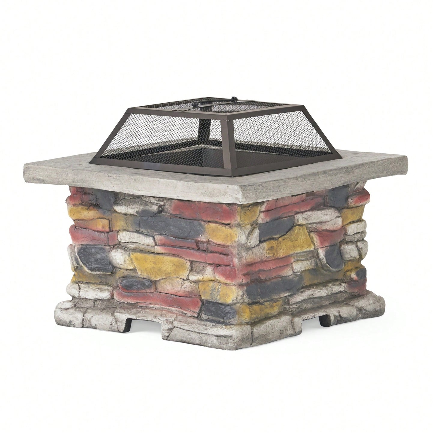 28" Stone Gray Concrete Outdoor Fire Pit Table With Lid – Perfect For Cozy Gatherings