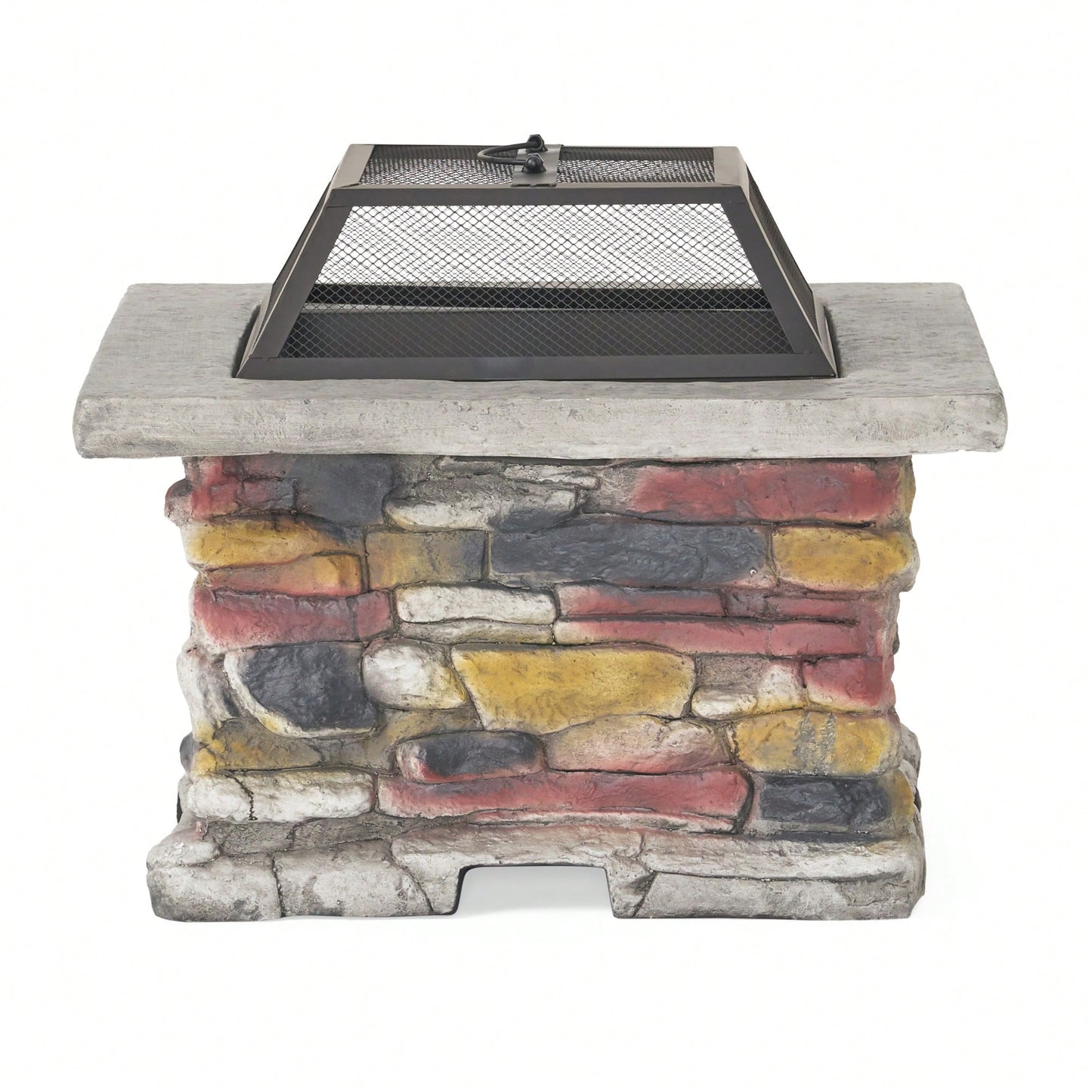 28" Stone Gray Concrete Outdoor Fire Pit Table With Lid – Perfect For Cozy Gatherings