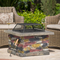 28" Stone Gray Concrete Outdoor Fire Pit Table With Lid – Perfect For Cozy Gatherings