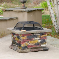 28" Stone Gray Concrete Outdoor Fire Pit Table With Lid – Perfect For Cozy Gatherings