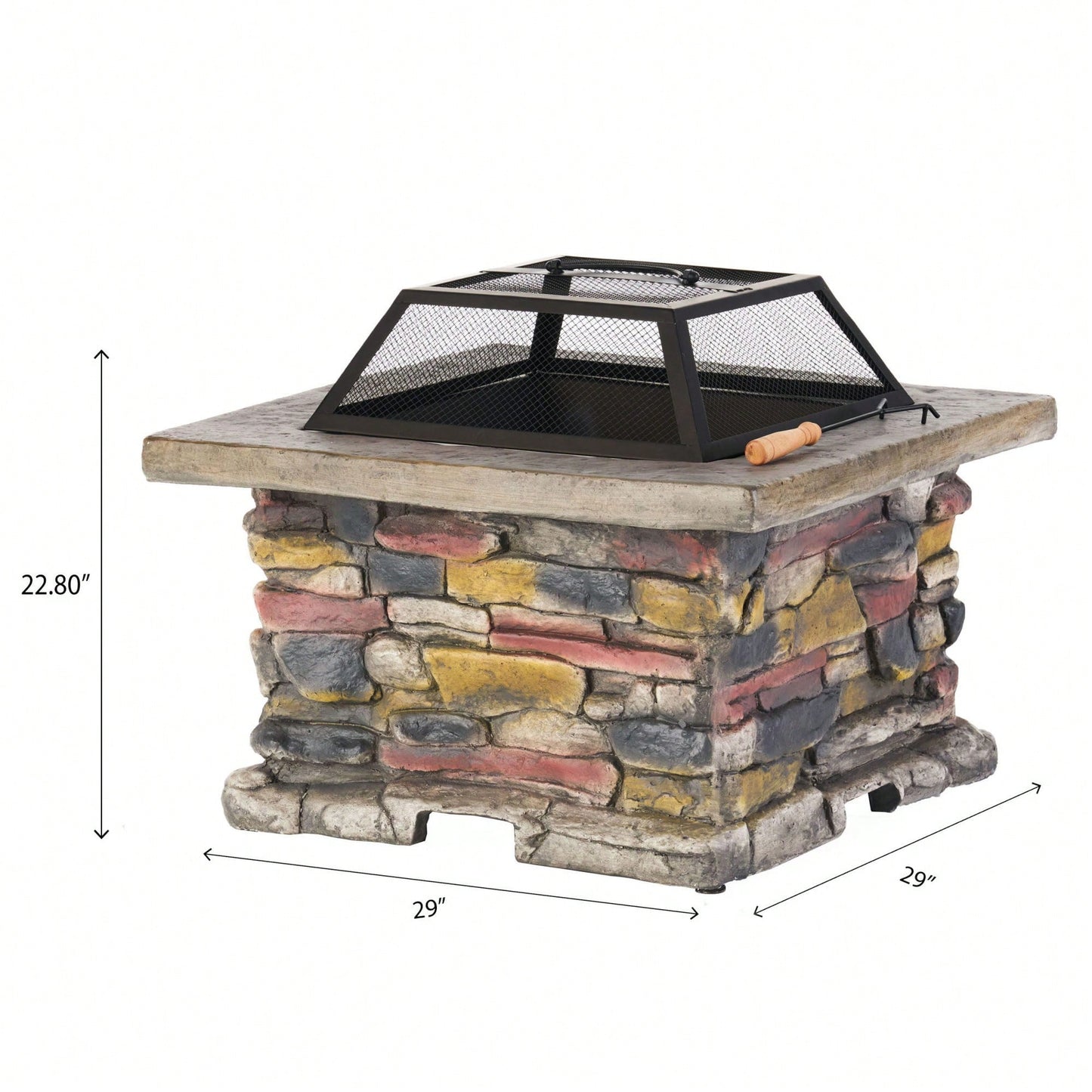 28" Stone Gray Concrete Outdoor Fire Pit Table With Lid – Perfect For Cozy Gatherings