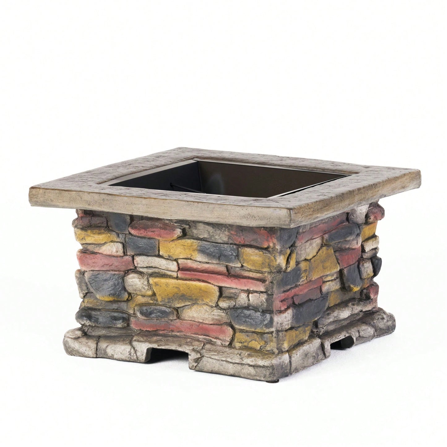 28" Stone Gray Concrete Outdoor Fire Pit Table With Lid – Perfect For Cozy Gatherings