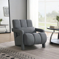 Navy Blue Modern Upholstered Accent Chair With Pillow - Comfortable Linen Furniture For Living Room And Bedroom