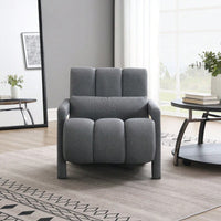 Navy Blue Modern Upholstered Accent Chair With Pillow - Comfortable Linen Furniture For Living Room And Bedroom