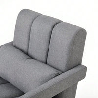 Navy Blue Modern Upholstered Accent Chair With Pillow - Comfortable Linen Furniture For Living Room And Bedroom