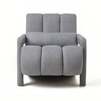 Navy Blue Modern Upholstered Accent Chair With Pillow - Comfortable Linen Furniture For Living Room And Bedroom