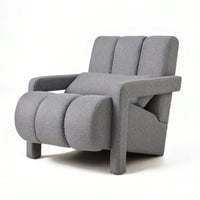 Navy Blue Modern Upholstered Accent Chair With Pillow - Comfortable Linen Furniture For Living Room And Bedroom