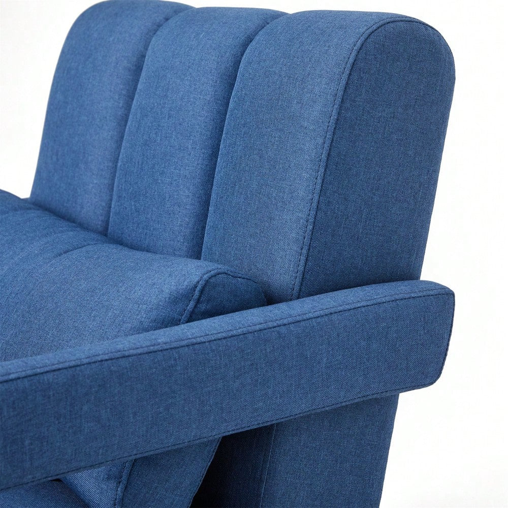 Navy Blue Modern Upholstered Accent Chair With Pillow - Comfortable Linen Furniture For Living Room And Bedroom