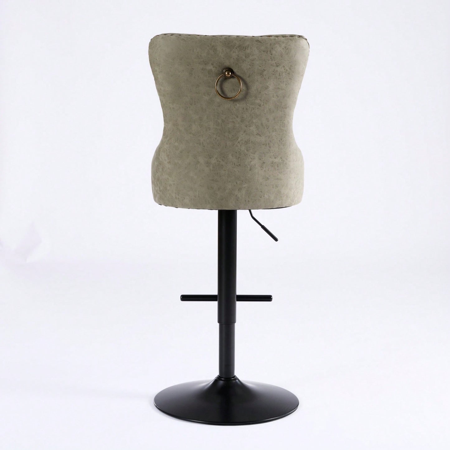 Olive Green Adjustable Height Aged Retro PU Swivel Bar Stools Set of 2 with Comfortable Tufted Back for Kitchen Island and Home Pub