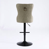 Olive Green Adjustable Height Aged Retro PU Swivel Bar Stools Set of 2 with Comfortable Tufted Back for Kitchen Island and Home Pub