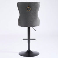 Olive Green Adjustable Height Aged Retro PU Swivel Bar Stools Set of 2 with Comfortable Tufted Back for Kitchen Island and Home Pub
