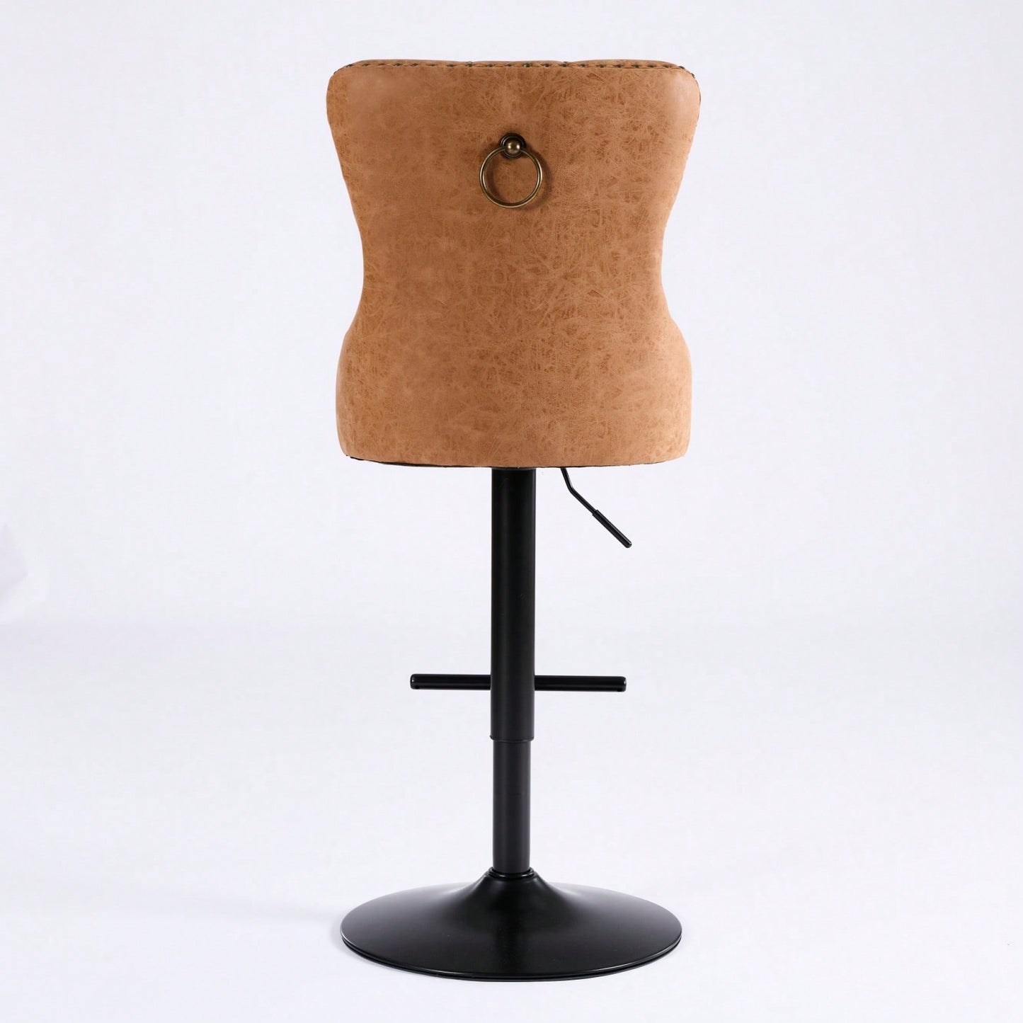 Olive Green Adjustable Height Aged Retro PU Swivel Bar Stools Set of 2 with Comfortable Tufted Back for Kitchen Island and Home Pub