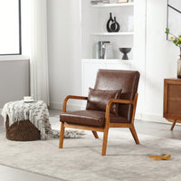 Stylish Modern Accent Chair With Solid Wood Frame And Plush Cushion For Living Room, Bedroom, Or Guest Room In Black PU