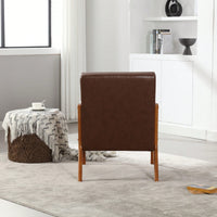 Stylish Modern Accent Chair With Solid Wood Frame And Plush Cushion For Living Room, Bedroom, Or Guest Room In Black PU