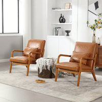 Stylish Modern Accent Chair With Solid Wood Frame And Plush Cushion For Living Room, Bedroom, Or Guest Room In Black PU