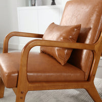 Stylish Modern Accent Chair With Solid Wood Frame And Plush Cushion For Living Room, Bedroom, Or Guest Room In Black PU