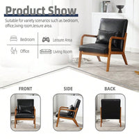 Stylish Modern Accent Chair With Solid Wood Frame And Plush Cushion For Living Room, Bedroom, Or Guest Room In Black PU