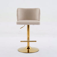 Elegant Adjustable Swivel Barstools with Gold Base Velvet Upholstered Tufted Back for Kitchen Islands and Home Bars Set of 2 Black