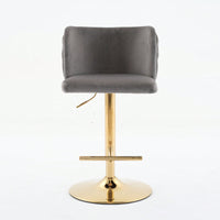 Elegant Adjustable Swivel Barstools with Gold Base Velvet Upholstered Tufted Back for Kitchen Islands and Home Bars Set of 2 Black