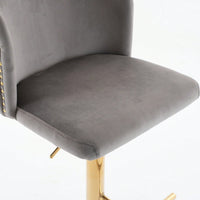 Elegant Adjustable Swivel Barstools with Gold Base Velvet Upholstered Tufted Back for Kitchen Islands and Home Bars Set of 2 Black