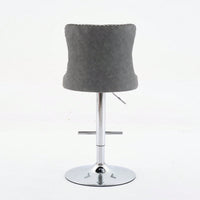 Beige Adjustable Swivel PU Leather Bar Stools with Tufted Backs Chrome Base Set of 2 Height 25-33 Inches for Home Pub and Kitchen Island
