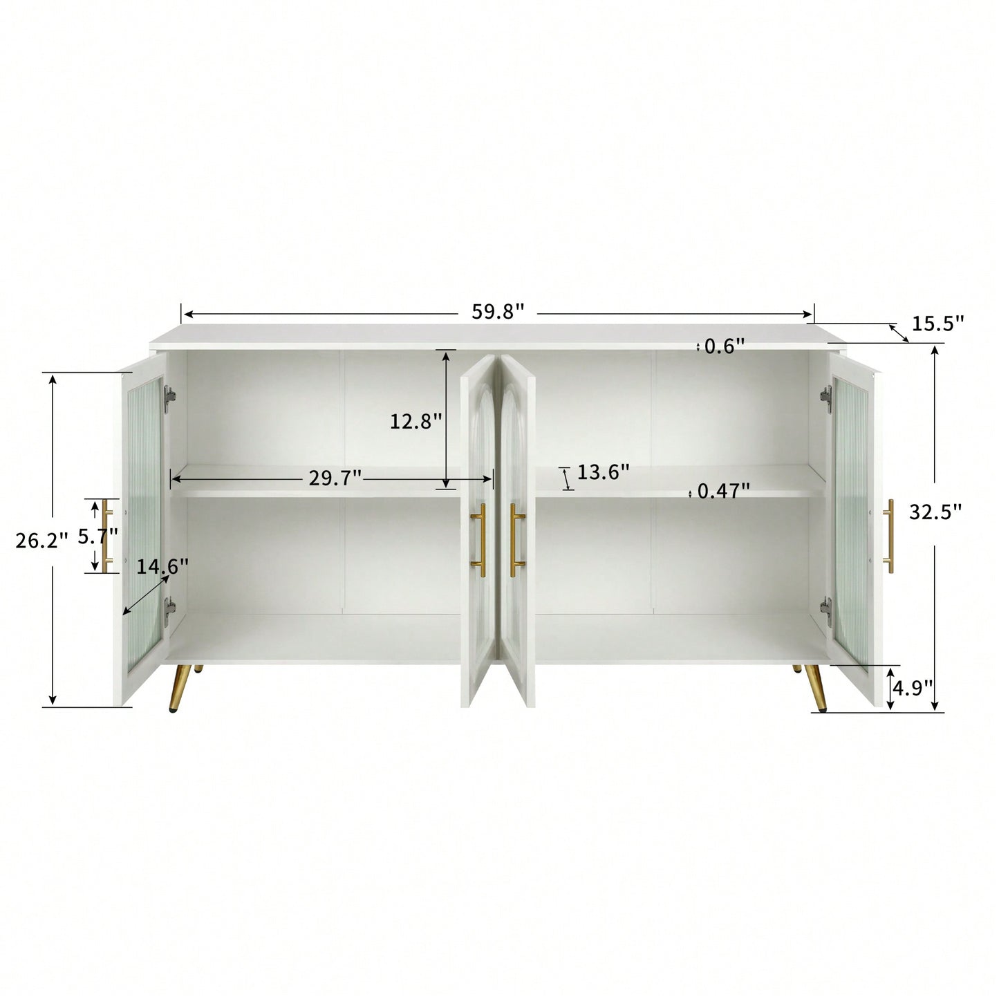 Elegant White Wood TV Stand For 65+ Inch TVs With Storage Cabinet & Adjustable Shelves - Stylish Media Console For Living Room Or Bedroom