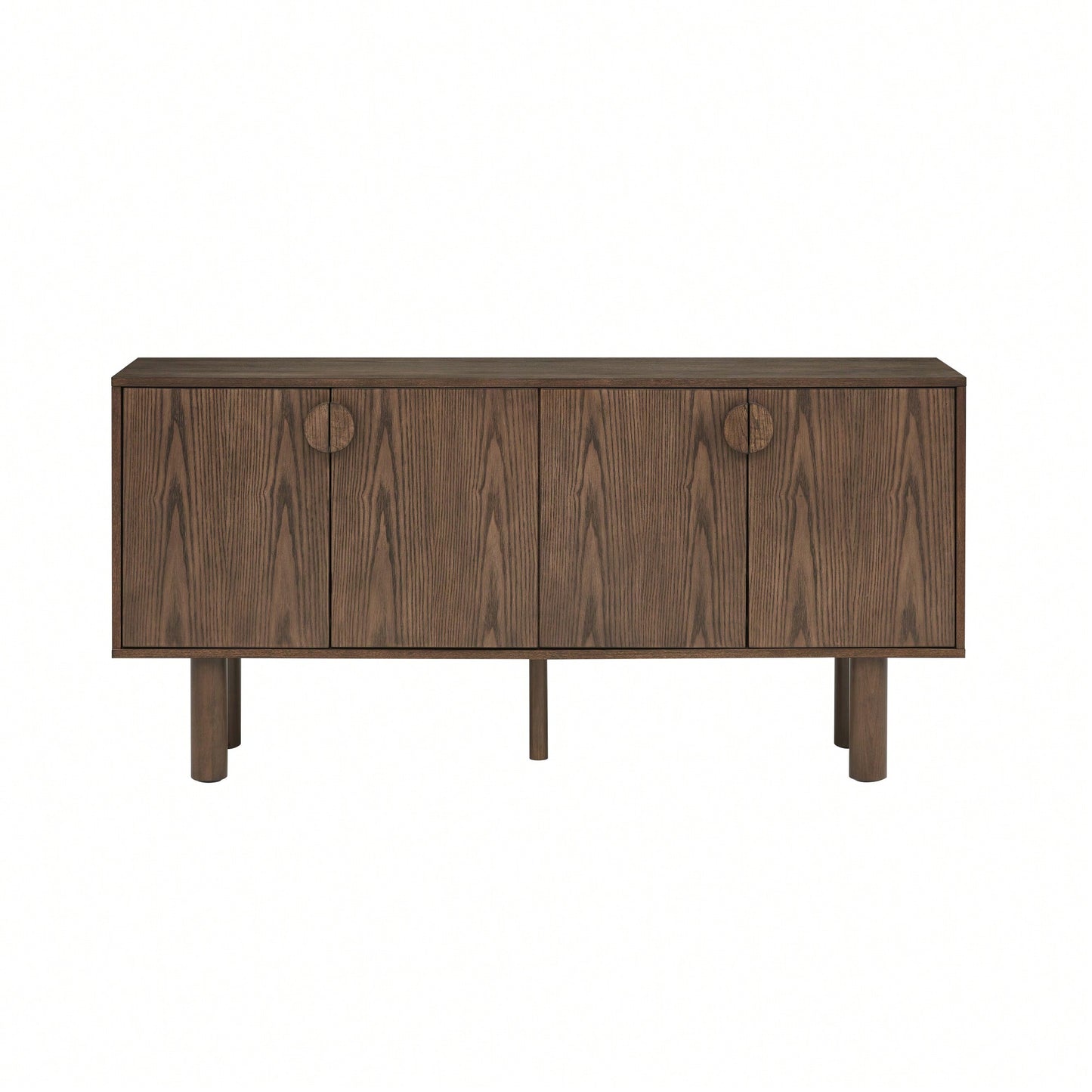 Walnut Accent Cabinet with Storage Versatile Sideboard for Living Room Kitchen Entryway and Dining Room with 4 Outlet Holes