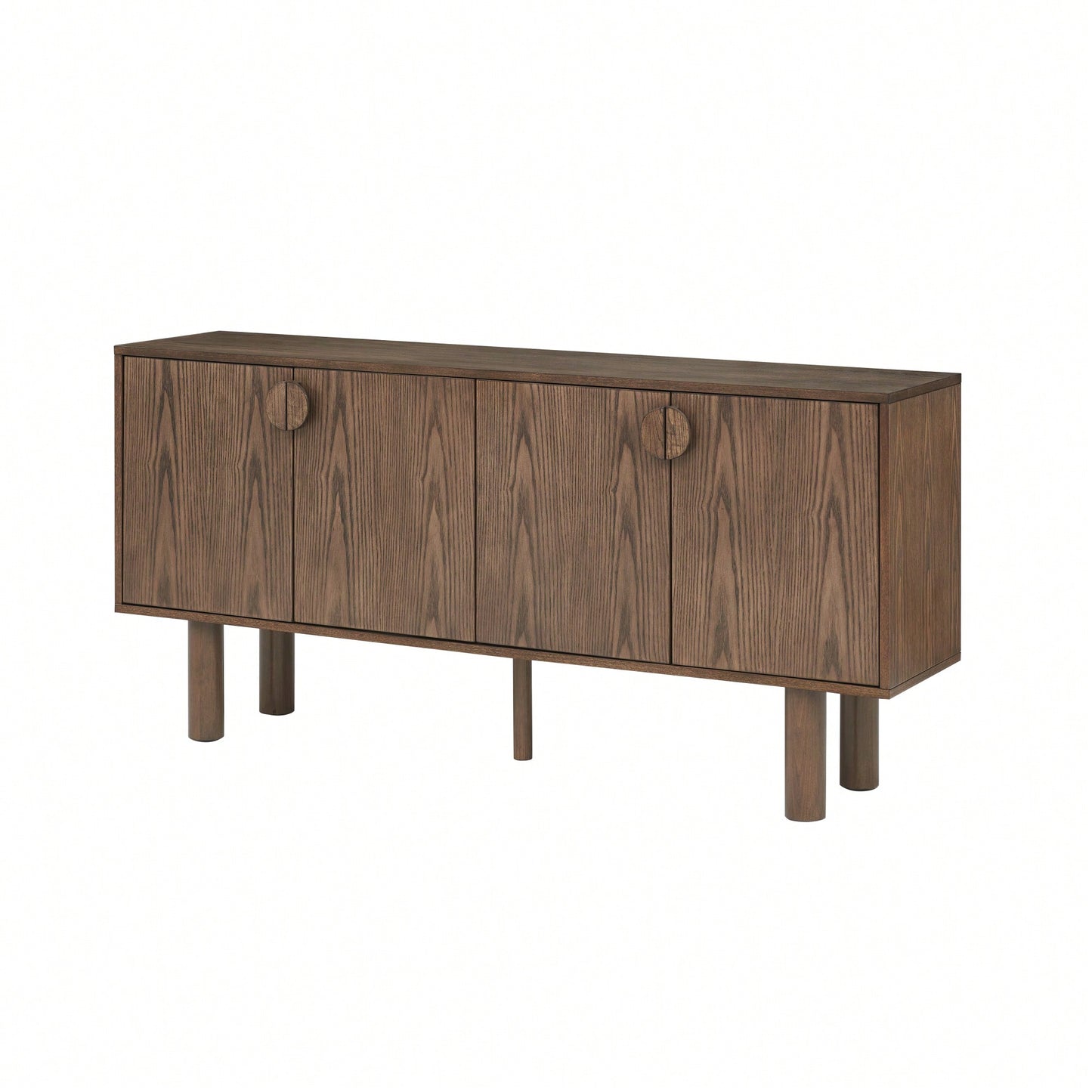 Walnut Accent Cabinet with Storage Versatile Sideboard for Living Room Kitchen Entryway and Dining Room with 4 Outlet Holes