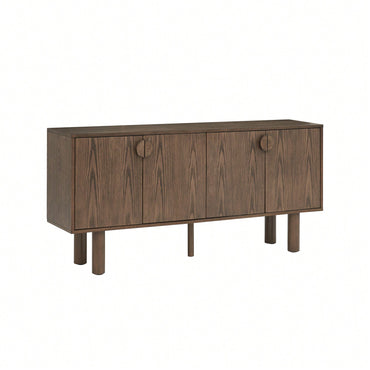 Walnut Accent Cabinet with Storage Versatile Sideboard for Living Room Kitchen Entryway and Dining Room with 4 Outlet Holes