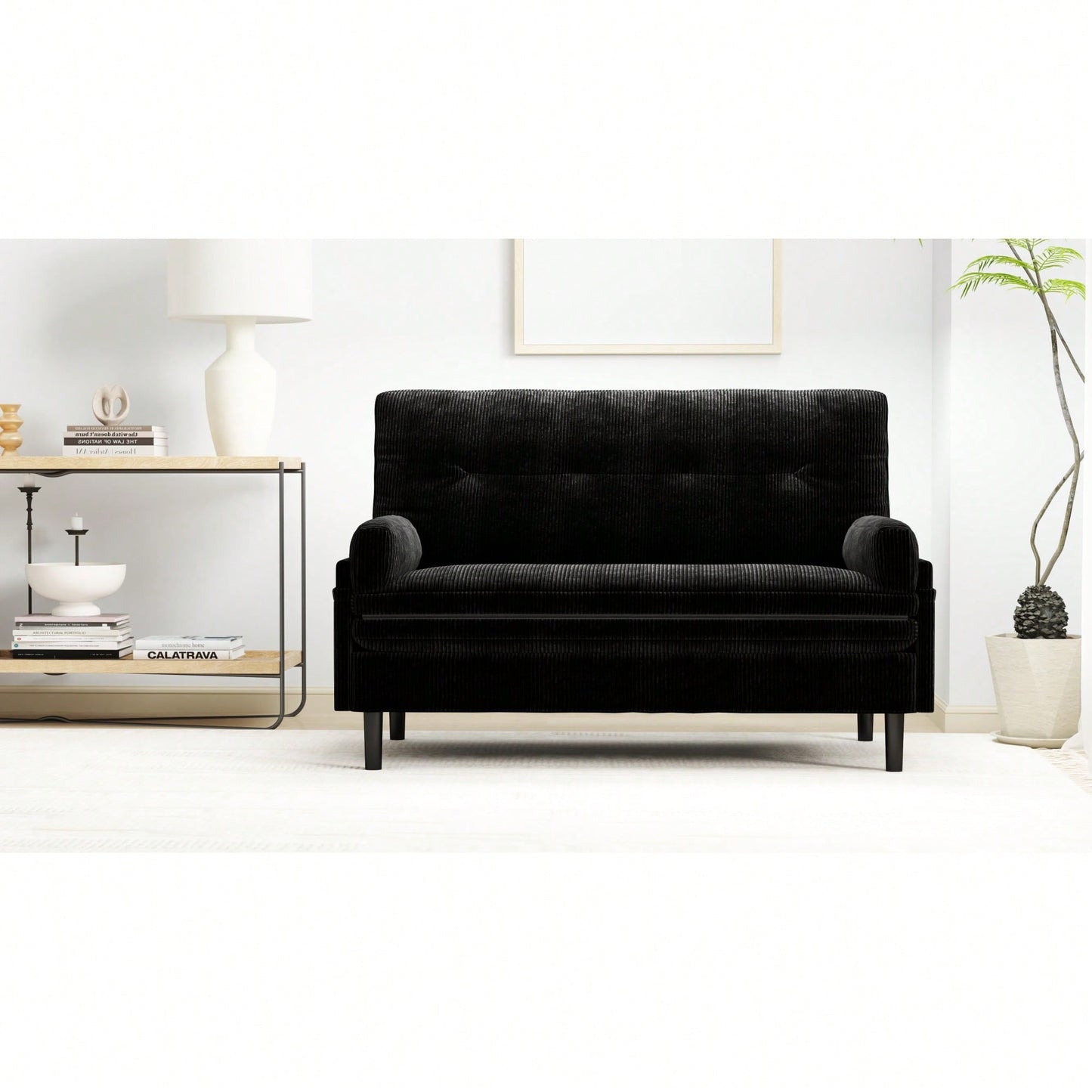 Stylish Black 2-Seater Sleeper Sofa With Recline Function For Ultimate Comfort