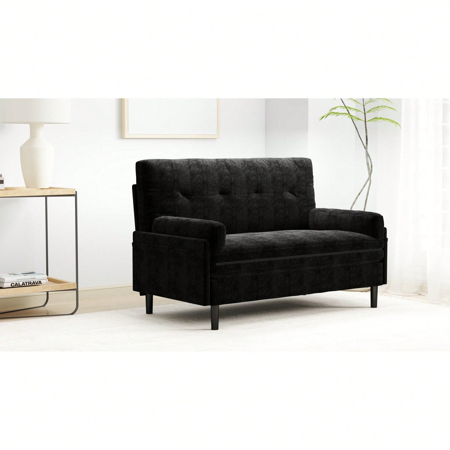 Stylish Black 2-Seater Sleeper Sofa With Recline Function For Ultimate Comfort