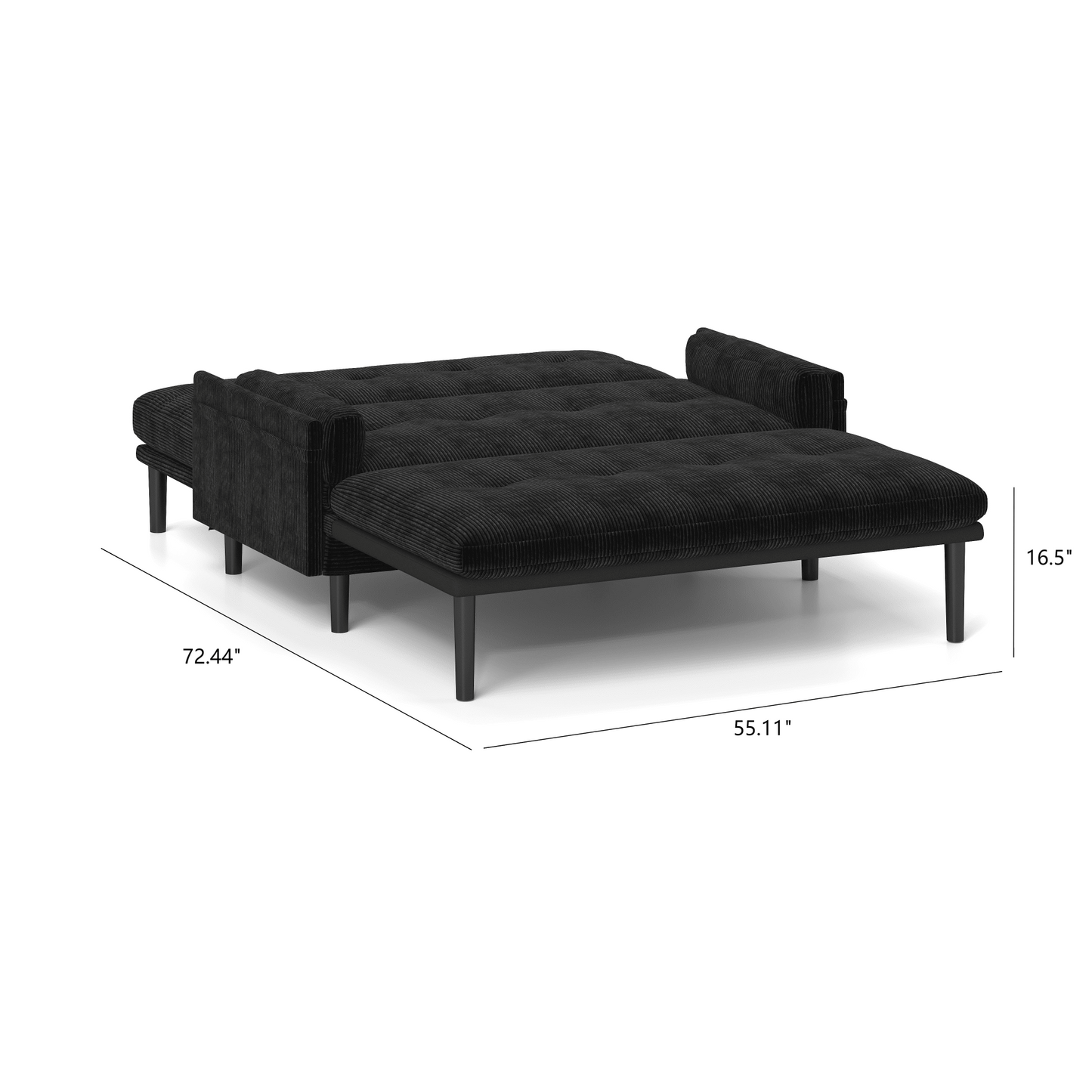 Stylish Black 2-Seater Sleeper Sofa With Recline Function For Ultimate Comfort