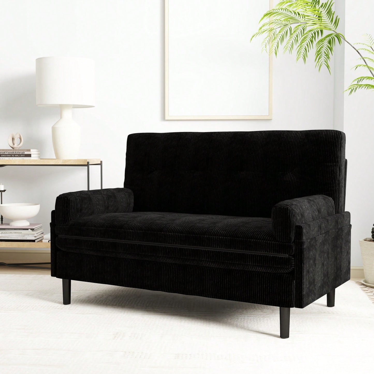 Stylish Black 2-Seater Sleeper Sofa With Recline Function For Ultimate Comfort