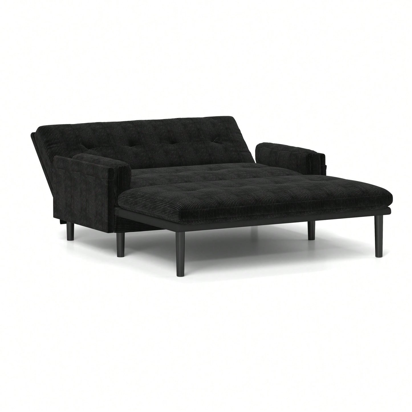 Stylish Black 2-Seater Sleeper Sofa With Recline Function For Ultimate Comfort