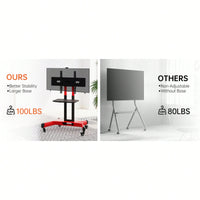 Height Adjustable Swivel TV Stand for 32-80 Inch TVs with Tilt Feature Fits VESA 600x400mm Red Color