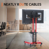 Height Adjustable Swivel TV Stand for 32-80 Inch TVs with Tilt Feature Fits VESA 600x400mm Red Color