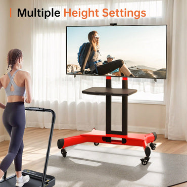 Height Adjustable Swivel TV Stand for 32-80 Inch TVs with Tilt Feature Fits VESA 600x400mm Red Color