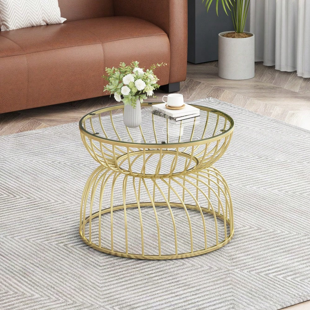 Elegant Modern Golden Coffee Table For Living Room Decor - Luxurious Design For Stylish Interiors
