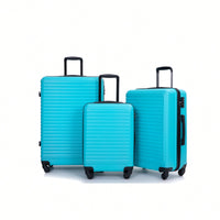 Stylish 3-Piece ABS Luggage Set With Spinner Wheels, TSA Lock, And Dual Hooks - Lightweight Travel Suitcases In Turquoise (20"/24"/28")