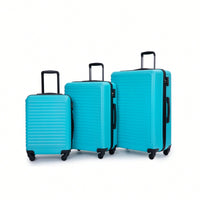 Stylish 3-Piece ABS Luggage Set With Spinner Wheels, TSA Lock, And Dual Hooks - Lightweight Travel Suitcases In Turquoise (20"/24"/28")