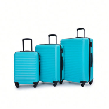 Stylish 3-Piece ABS Luggage Set With Spinner Wheels, TSA Lock, And Dual Hooks - Lightweight Travel Suitcases In Turquoise (20"/24"/28")