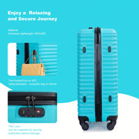 Stylish 3-Piece ABS Luggage Set With Spinner Wheels, TSA Lock, And Dual Hooks - Lightweight Travel Suitcases In Turquoise (20"/24"/28")