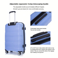 Lightweight Durable 3-Piece Hardshell Luggage Set With Spinner Wheels And TSA Lock - Stylish Purplish Blue Suitcases (20"/24"/28")