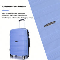 Lightweight Durable 3-Piece Hardshell Luggage Set With Spinner Wheels And TSA Lock - Stylish Purplish Blue Suitcases (20"/24"/28")