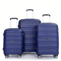 Lightweight Durable 3-Piece Hardshell Luggage Set With Spinner Wheels And TSA Lock - Stylish Purplish Blue Suitcases (20"/24"/28")