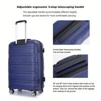 Lightweight Durable 3-Piece Hardshell Luggage Set With Spinner Wheels And TSA Lock - Stylish Purplish Blue Suitcases (20"/24"/28")
