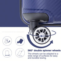 Lightweight Durable 3-Piece Hardshell Luggage Set With Spinner Wheels And TSA Lock - Stylish Purplish Blue Suitcases (20"/24"/28")