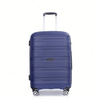 Lightweight Durable 3-Piece Hardshell Luggage Set With Spinner Wheels And TSA Lock - Stylish Purplish Blue Suitcases (20"/24"/28")