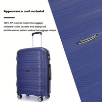 Lightweight Durable 3-Piece Hardshell Luggage Set With Spinner Wheels And TSA Lock - Stylish Purplish Blue Suitcases (20"/24"/28")